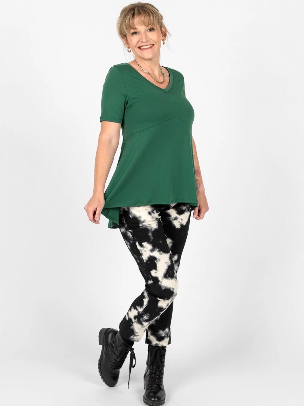 Lularoe Camo Jana Empire Waist Swing Top - Picture 3 of 4
